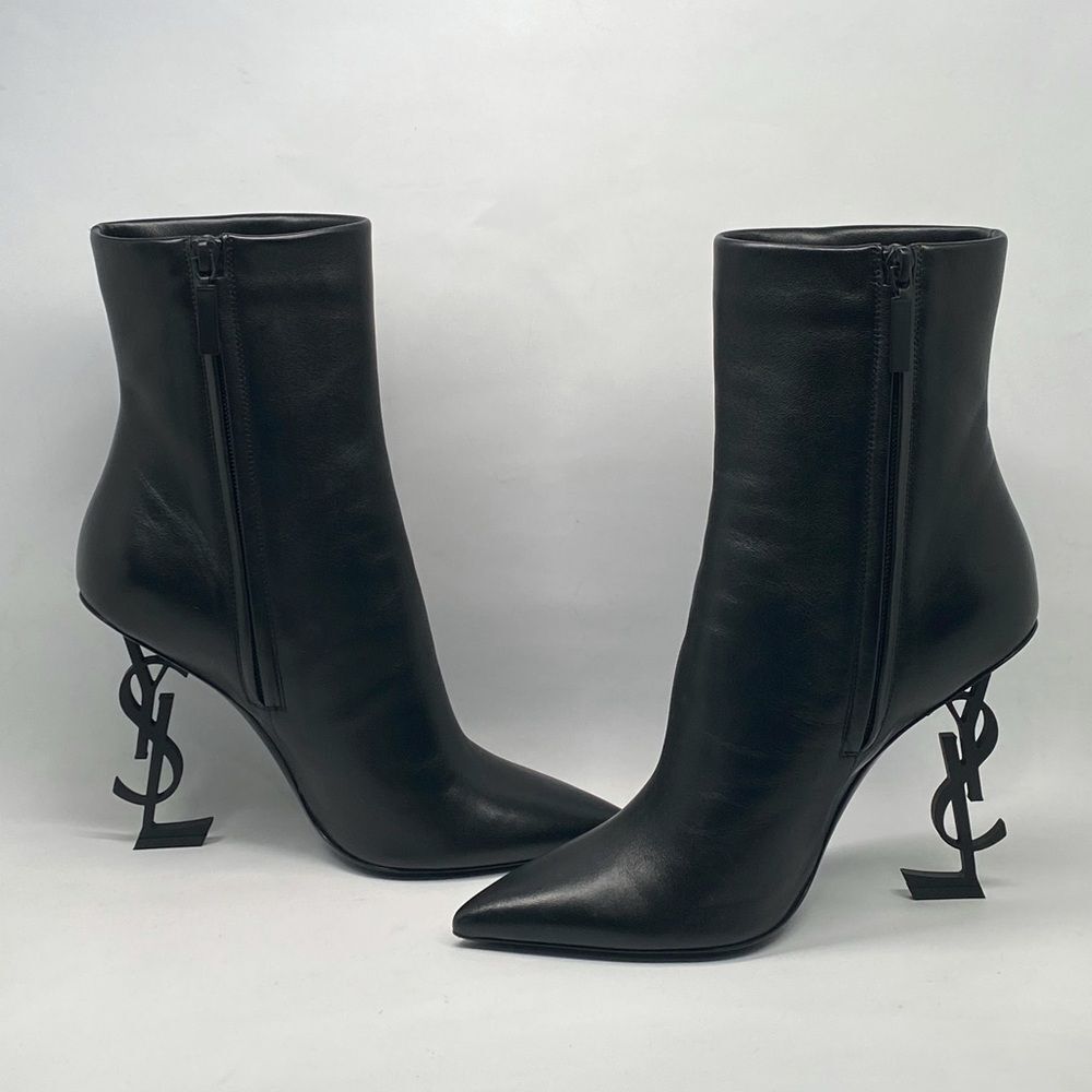 Saint Laurent Opyum Logo Leather Booties size 39.5 - Picture 7 of 16